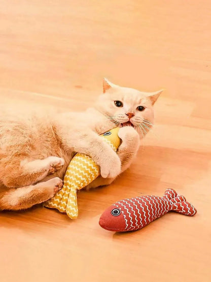 Burlap Cat Toy Cat Mint Fish Pet Chew Toy Cat Fun Interactive Soft Lifelike Fish Kitten Self-Happiness Training Toy Cat Supplies