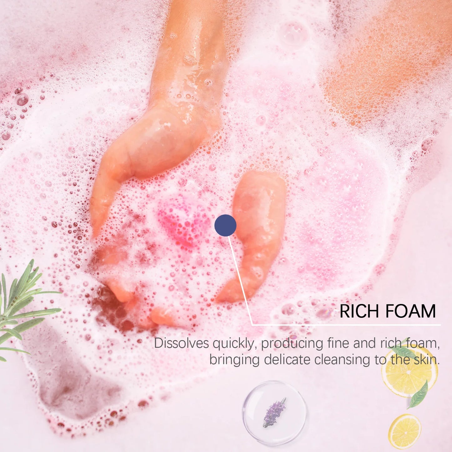 OceAura Bath Bubble Balls for Women Soft Smooth Clean Body Care Moisturizing Skin Elasticity Enhancement Shower Gift Set 6pcs