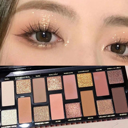 16 Color Matte Glitter Nude Brown Eyeshadow Palette Waterproof Longlasting Cosmetic Pearlescent Eyeshadow Pigment Shimmer Makeup