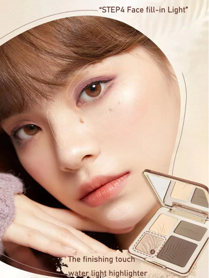 Judydoll Facial Highlighter Makeup Palette Face Matte Shadow Lasting Glow Brighten Contour Shimmer Powder 3D Nose Cosmetic