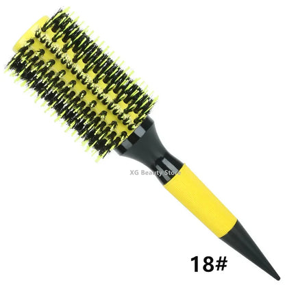 Professional 1/6pcs Boar Bristle Wooden Hair Comb Round Hair Brush Curling Combs Woman Hair Curlerl Hairdresser Styling Tool