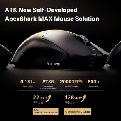 ATK A9 Air Ultimate Wireless Gaming Mouse Tri-Model Dual 8KHz PAW3950UItra 800mAh 42000DPI 750IPS Lightweight Ergonomic E-sports