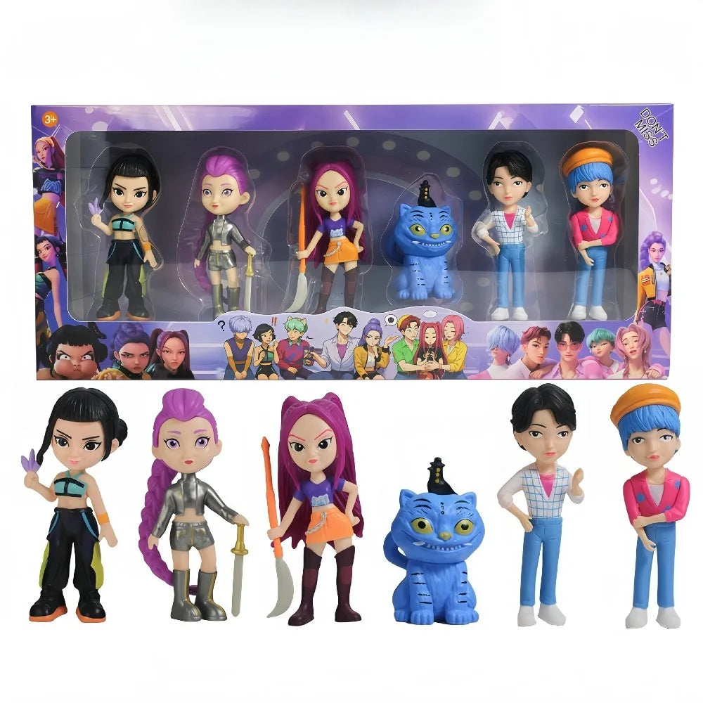 K-Pop Idol "Tiger Star" Chibi Action Figures: 6-Piece Hunter Anime Collectible Set