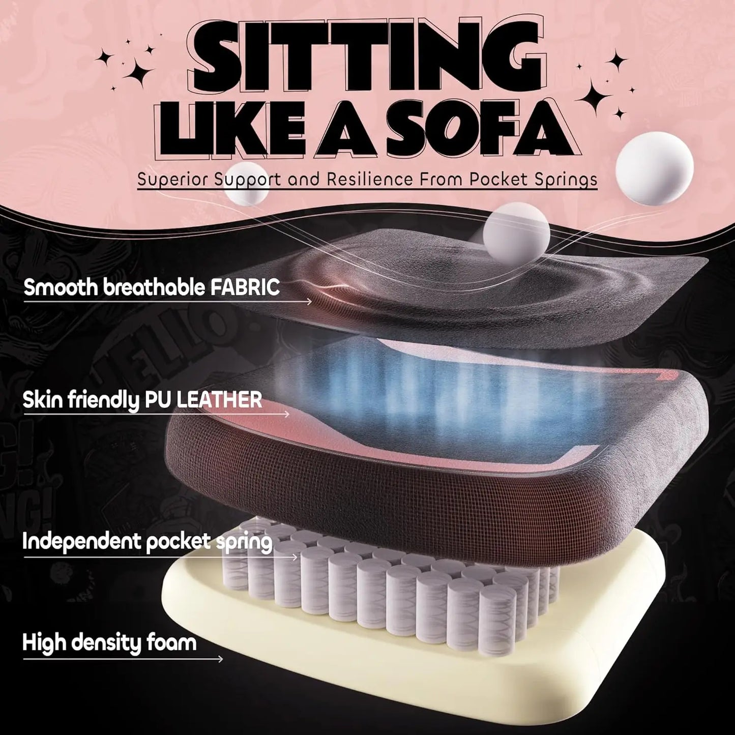 Pink Cat Ear Gaming Chair with Footrest 🎮🐱