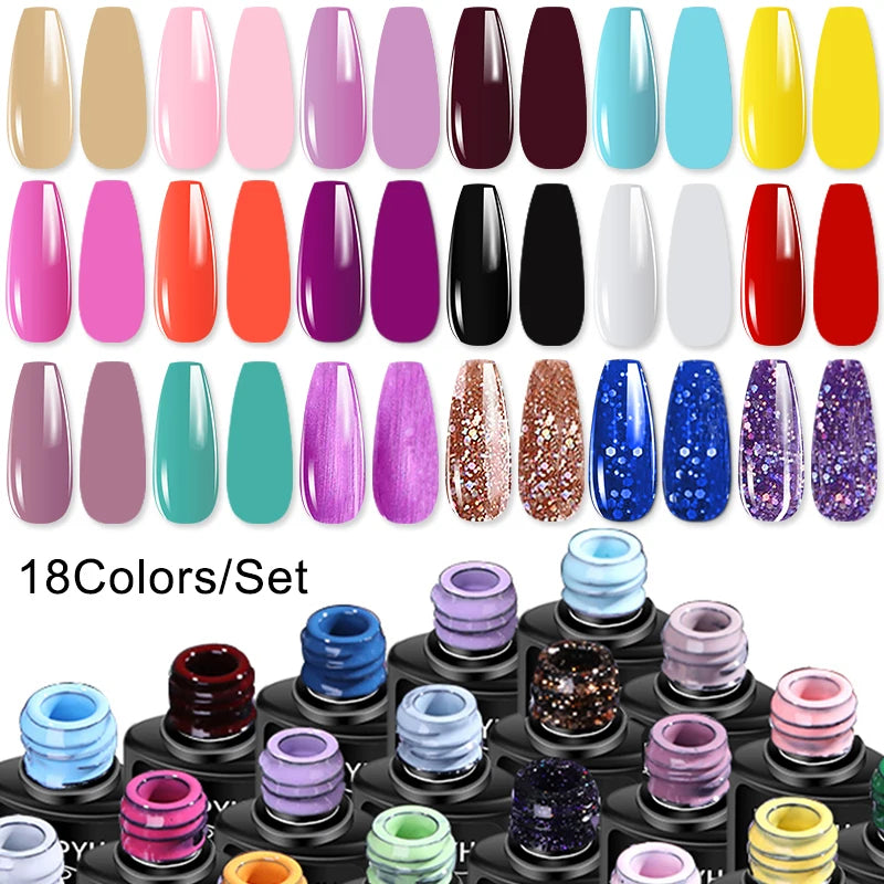 Poly Extension Nail Gel Set Professional Gel Nail Polish Kit 18 Colors Gel With Manicure tools  Intelligent sensing Nail stove