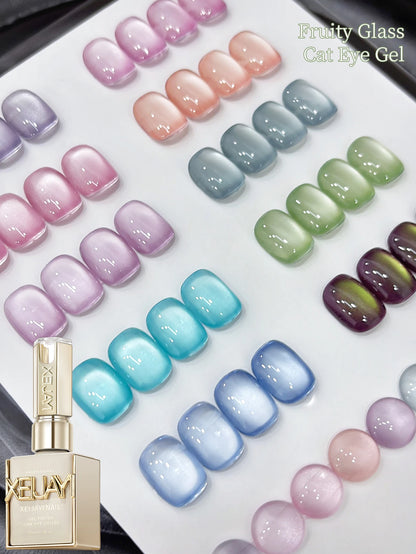 10pcs Glass cat eye nail polish gel Set 2025 new style Blue Pink cat eye nail art suitable for women's nail salon