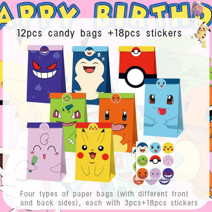 Pink Pokemon Birthday Party Decoration Pikachu Disposable Tableware Plate Tablecloth Balloons Baby Shower Kids Party Supplies