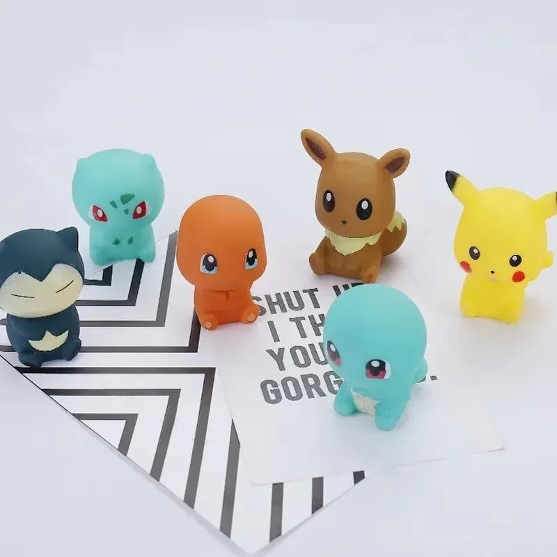 Pokemon 6pcs/set Baby Bathroom Toys Pikachu Bulbasaur Charmander Squirtle Eevee Action Figure Soft Vocal Kids Bath Doll Gifts