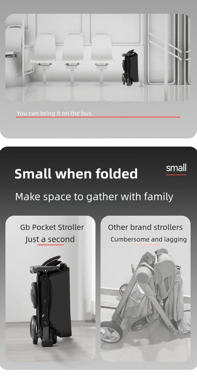 gb Pockit 3H baby Steoller (Includes Free Armrest), All-Terrain, Lightweight Stroller, Travel-Friendly