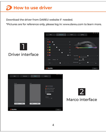 DAREU EM901X Wireless Mouse, 2.4G Wired Dual-mode Mouse, AIM-WL 12000 DPI RGB Magnetic Charging Dock Gaming Mouse for PC Gamer