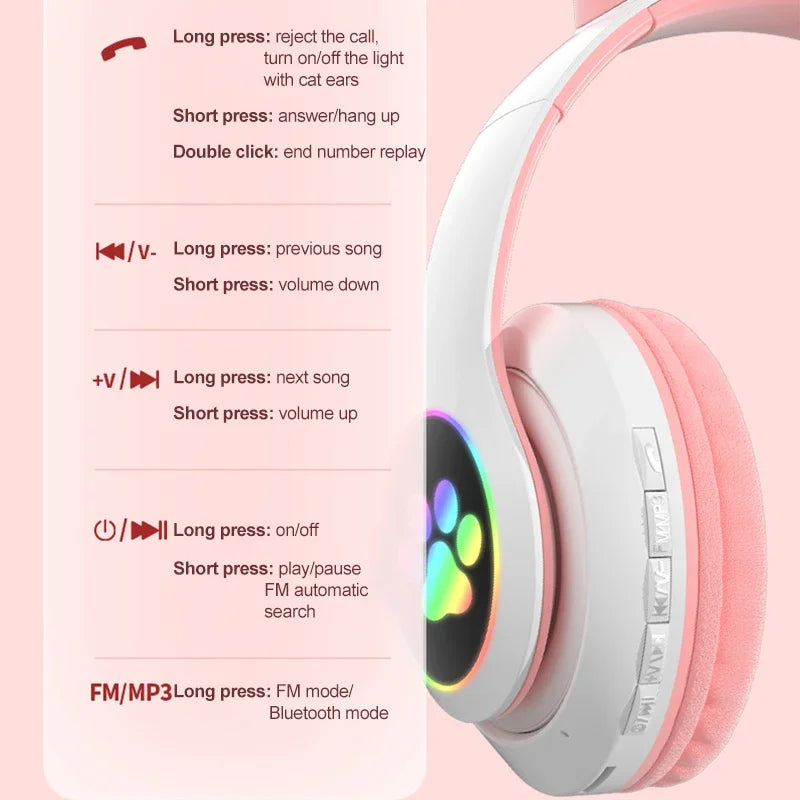 Cat Ears Bluetooth Headphones