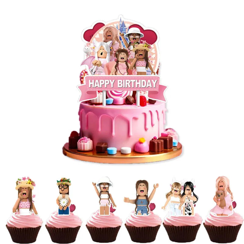 Roblox Cake Topper Party Set