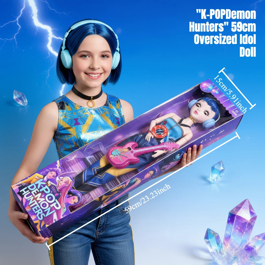 60cm Large Musical Plastic Kpop  Dolls | Posable Moving Eyes Rumi Mira Zoey Princess DIY Birthday Gifts