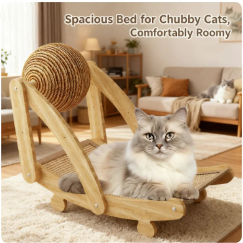 2-in-1 Wooden Cat Scratching Ball And Sisal Scratch Board Durable Solid Wood Paw Toy for Cats And Kittens Pet Supplies