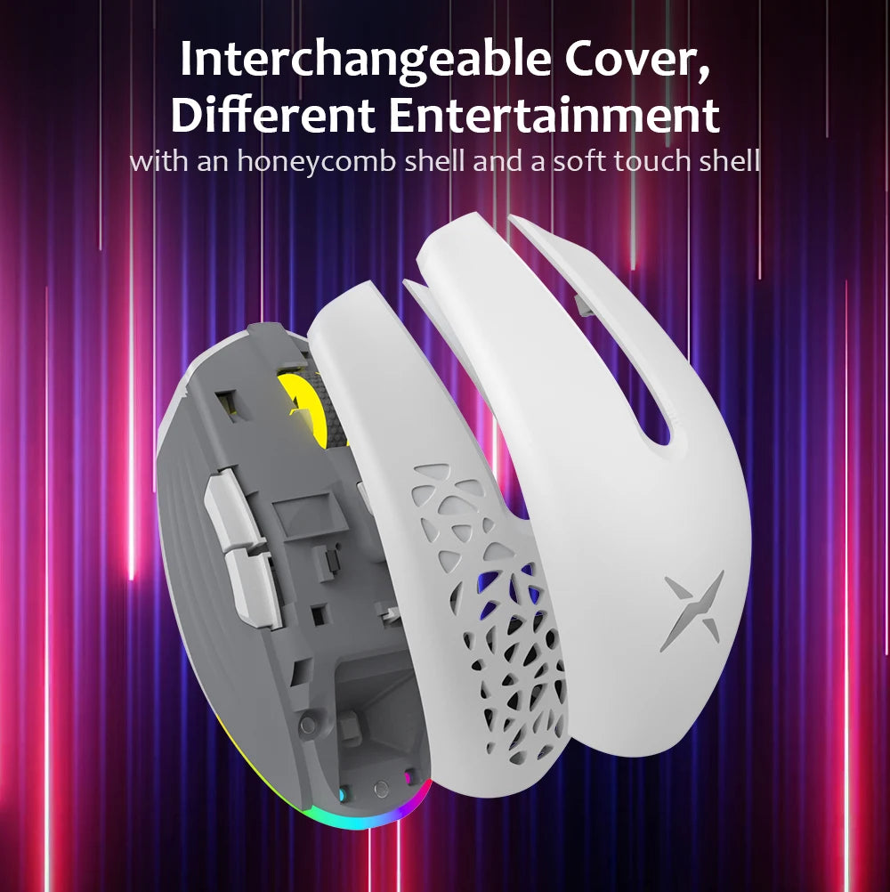 Delux M820DC PAW3335 Wired + Wireless + Bluetooth Gaming Mouse 80 Million Clicks 16000 DPI RGB Rechargeable Mice For Computers