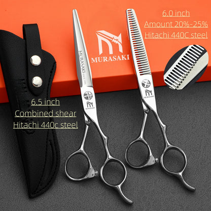 MURASAKI 6.0 inchhair thinning scissors，Professional Barber Accessories，Made by Hitachi 440C Steel，High-end Hair Cutting Tools