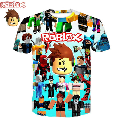 Roblox Children Summer Gamer T-shirt Boys Clothes Girls Anime Short Sleeve