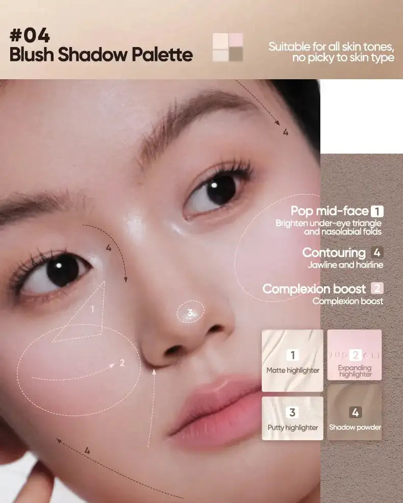Judydoll Contour Palette, 2 In 1 Face Highlight Contour Palette, Shades with Highlighter Makeup, Non-greasy, Lasting Sparkling
