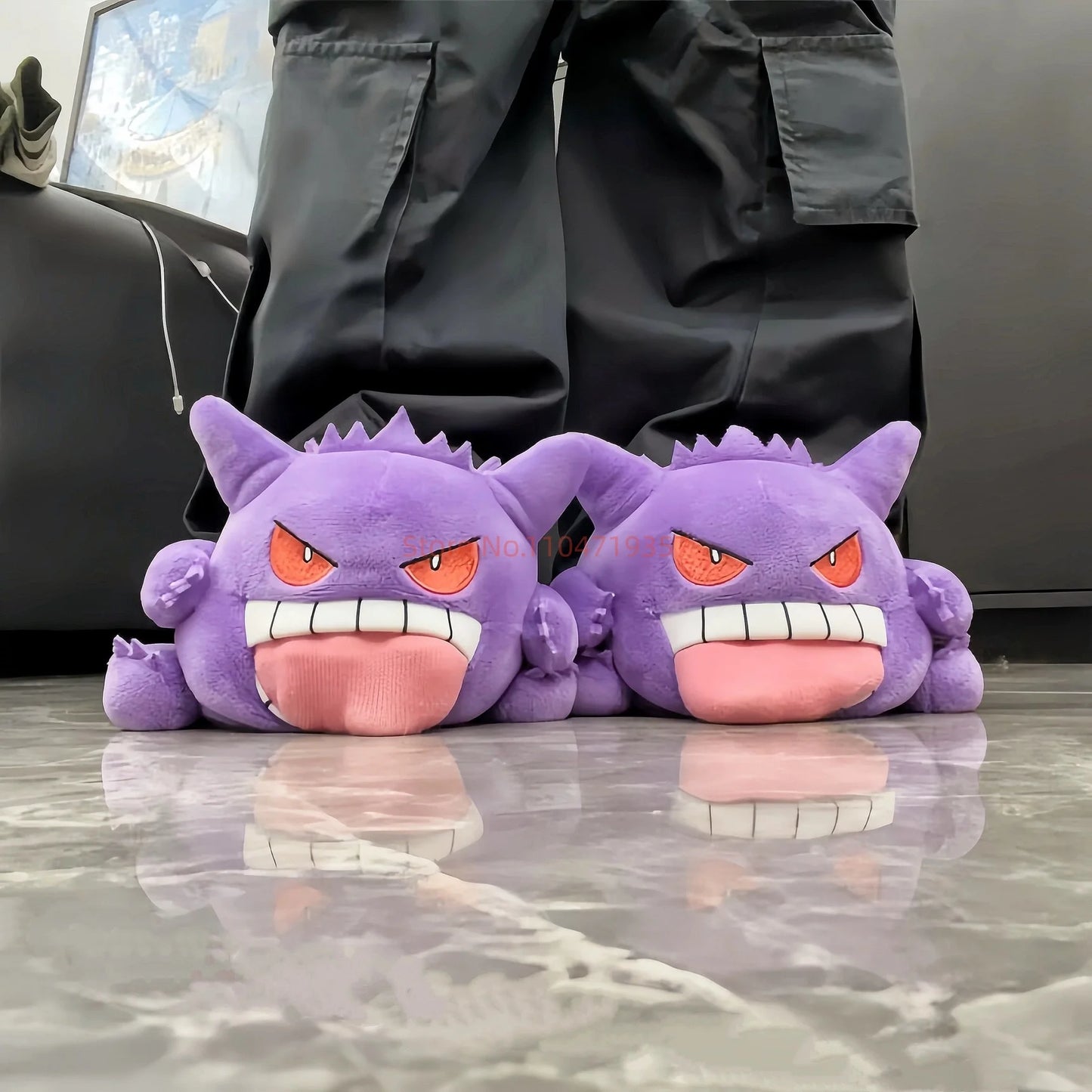 Pokemon Gengar Slippers Funny Tongue Out Design Soft Sole Cute Cozy Winter Warm Indoor Couple Home Wacky Slippers Toy Gifts