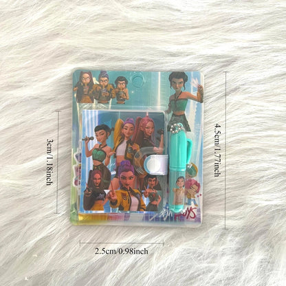 4PCS Hot Mini Anime Cartoon Notebook with Ballpoint Pen Portable Pocket Small Book Student Reward Stationery Gift