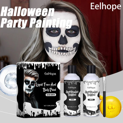 Eelhope Halloween Quick Dry Liquid Face Paint Body Paint Costume Party Waterproof Face Body Art Makeup with Brushes Washable