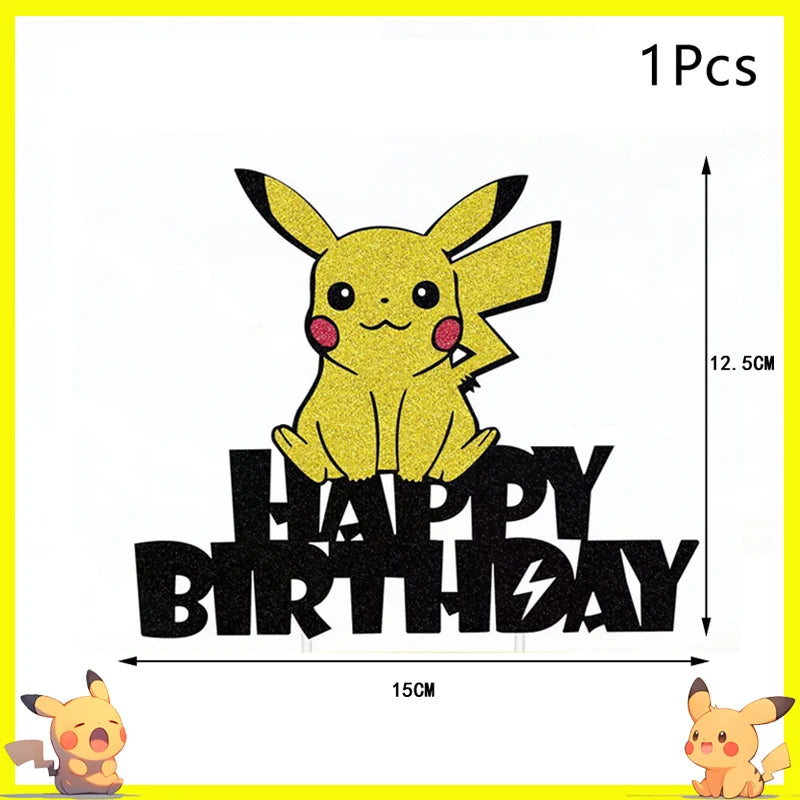 Pokemon Cake Topper Anime Figure Pikachu Party Happy Birthday Pokemon Cake Decoration Supplies Kids Gift