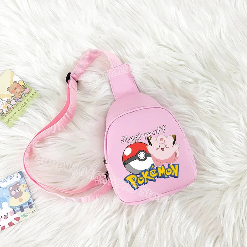 Pokemon Pikachu Shoulder Bag Kawaii Gengar Figures Pattern Chest Bags Portable Large Capacity Outdoor Crossbody Bag Gift