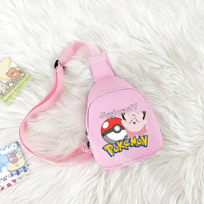 Pokemon Pikachu Shoulder Bag Kawaii Gengar Figures Pattern Chest Bags Portable Large Capacity Outdoor Crossbody Bag Gift