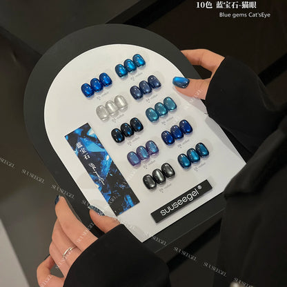 SUUSEEGEL 2025 New 10 Colors Moonlight Cat Eye Nail Gel Set Long-Lasting HEMA-Free TPO-Free Uv Gel Kit for Nail Salon Wholesale