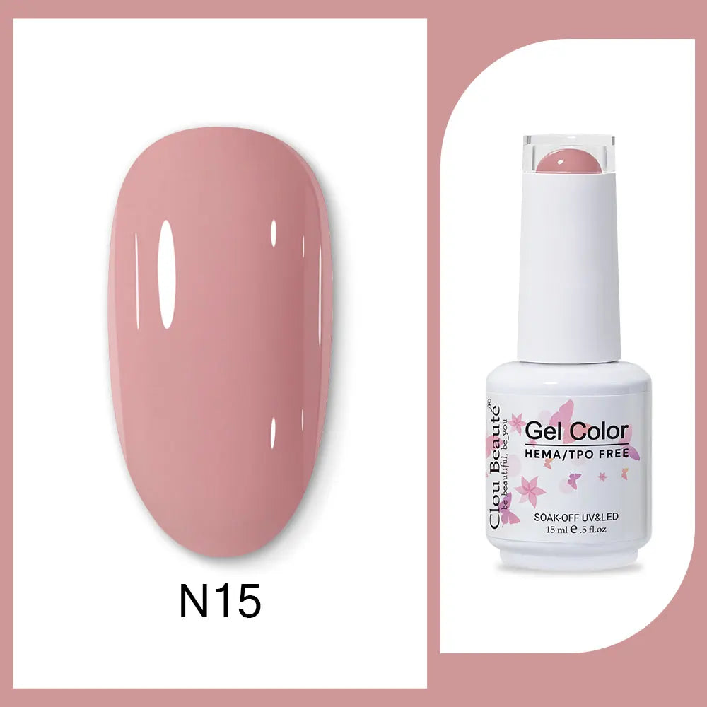 Clou Beaute 15ml Red Black White Green Neon Gel Nail Polish Base Top Coat Velvet Top 400 Colors Semi Permanent Gel Nail Varnish