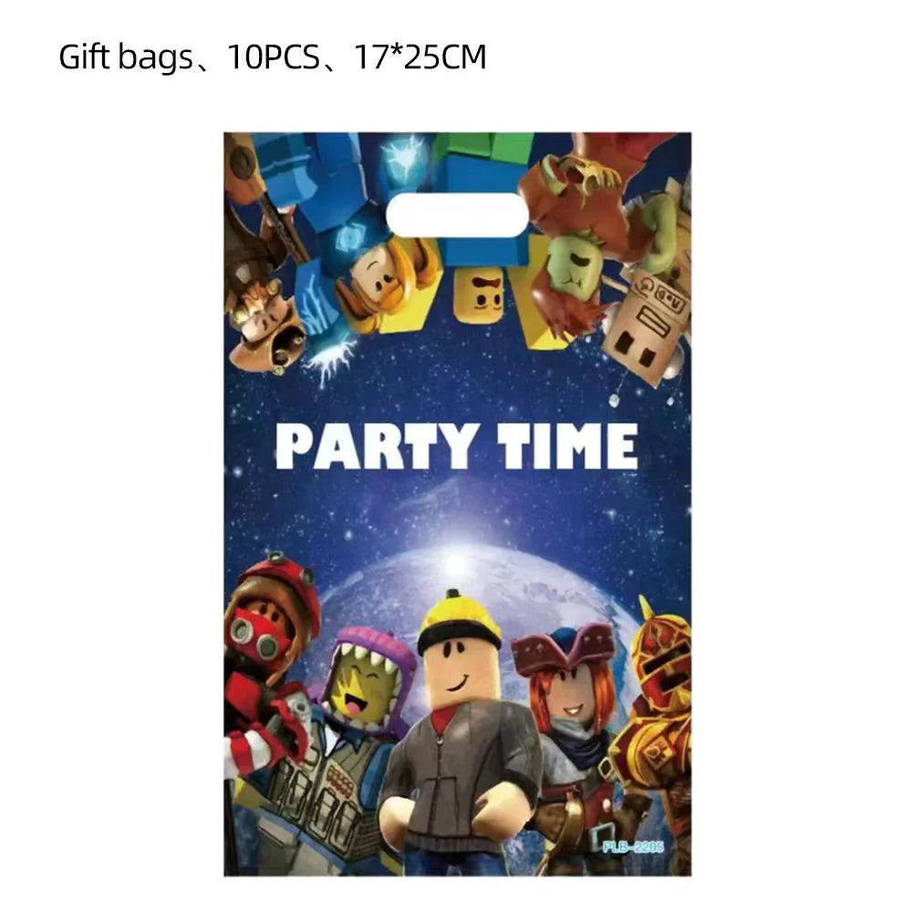 Roblox Boy Kids Set Birthday Party Decorations Tableware Tablecloth Cup Plate Napkin Bags Baby Shower Roblox Party Favor Kits