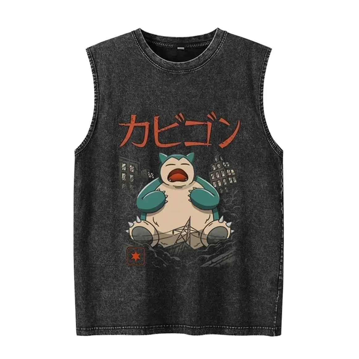 Anime Pokemon Print Men's Tank Top Man Sleeveless Shirt Summer Y2k Clothes Vintage Washed Vest Oversized T Shirts Gym Clothes