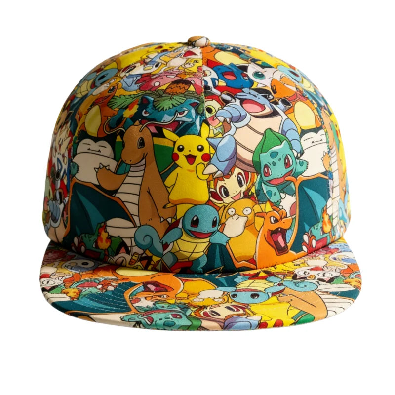 Pikachu Baseball Cap Peaked Cap Cartoon Anime Character Flat Brim Hip Hop Hat Couple Outdoor Sports Cap Birthday Gifts