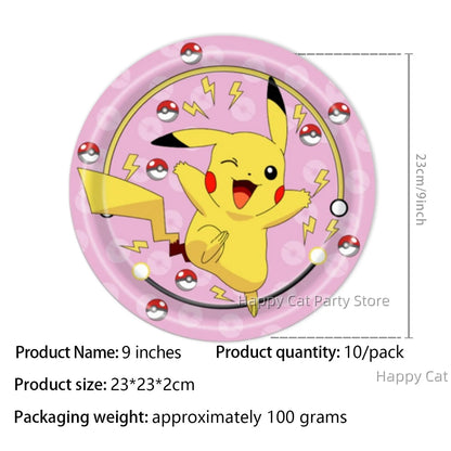7/9 inch Pokemon Party Plate Birthday Decor Pikachu Poke Ball Disposable Paper Plate Baby Shower Kids Favor Gift Party Supplies