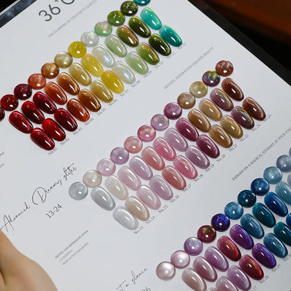 36color/set Star River Cat Eye Gel Nails Polish 15ml Magnetic Gel Glass Beads Semi Permanent Soak Off UV Nail Gel For Nail Salon