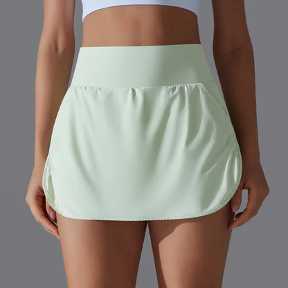 Sports Yoga Skirt Women 2 in 1 Badminton Tennis Skirt With Shorts High Waist Breathable Sweat Skirt Athletic Fitness Golf Skorts