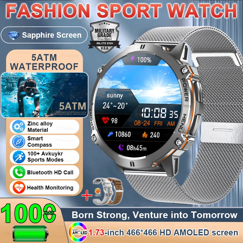 TANK X3 Smartwatch – GPS, BT Call, Compass & 5ATM Waterproof