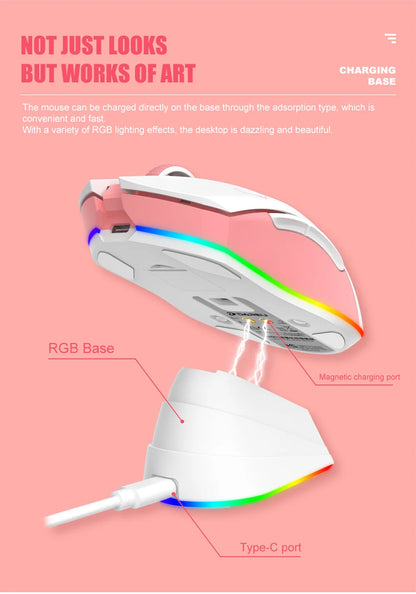 DAREU Dual Modes Gamer Mouse RGB 2.4G Wireless Wired Gaming Mice Built-in 930mAh Recharging Battery with Macro Set for PC Laptop