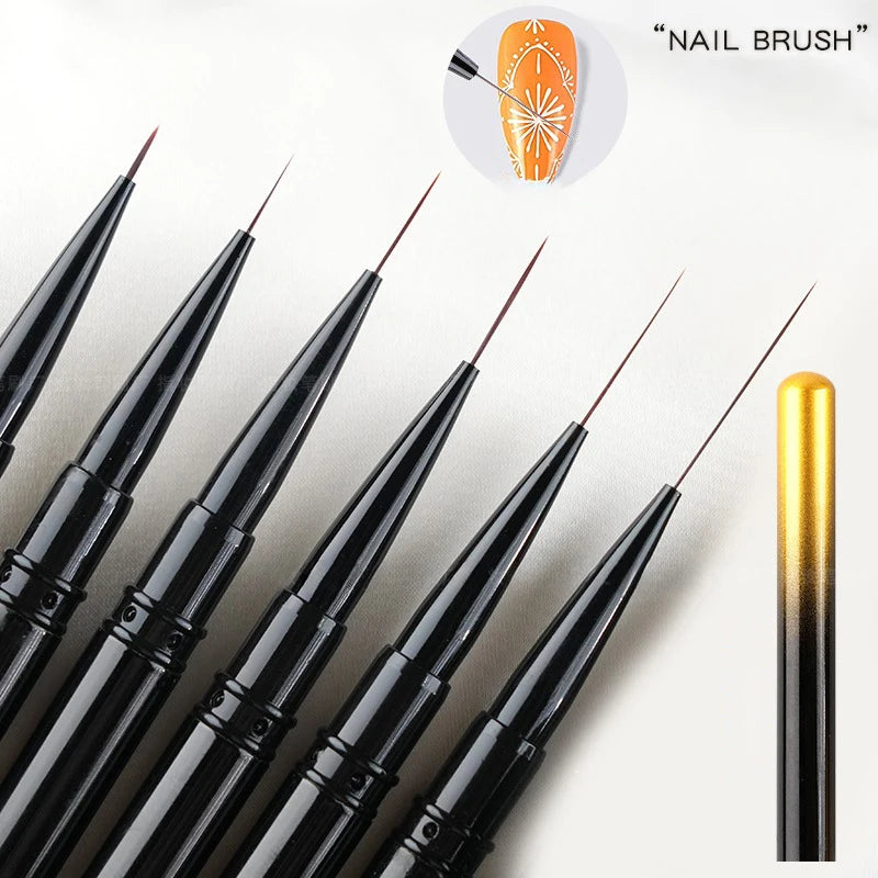 Extra Fine Nail Brushes Liner 6/9/12/15/18mm Design Brushes for Gel Painting Thin Long Lines Details Drawing Pen DIY Line Pen