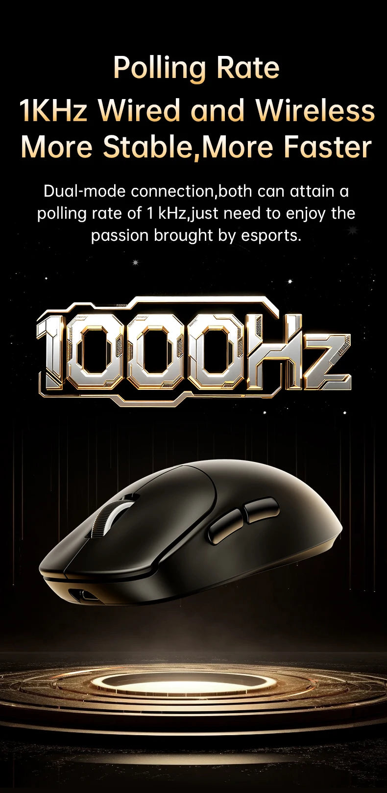 Delux M400 Wireless Gaming Mouse,24000DPI,1KHz Polling Rate,PAW3311,Tri-mode 500mAh Rechargable Mice for All Hands PC Gamer