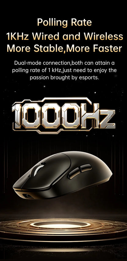 Delux M400 Wireless Gaming Mouse,24000DPI,1KHz Polling Rate,PAW3311,Tri-mode 500mAh Rechargable Mice for All Hands PC Gamer