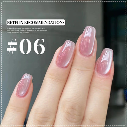 MIANEL 12ML Glass Bead Cat Eye Gel Nail Polish Flash White Spar Nude Color Magnetic Nail Polish White Nails Summer Nails 1-12pcs