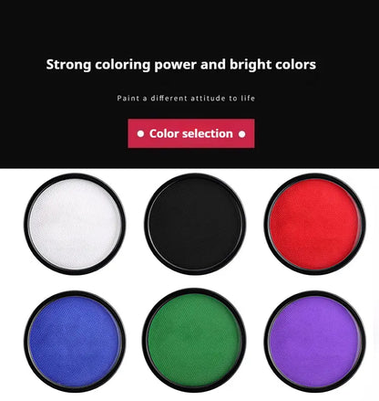 Black White Red 30G Monochromatic Water Solubility Body Makeup Face Paint with Brushes for Halloween Christmas Masquerade Party