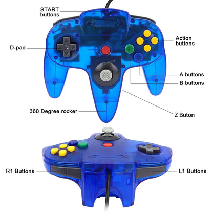 8 Colors Wired Gamepad For N64 Console Joypad Control for N64 Classic Joystick Retro Game Console Gamepad Accessories