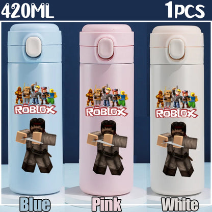 Roblox Anime Water Bottle DynaBlocks 304 Stainless Steel Thermos Cup 420ML Gourde Game Straight Drinking Cup Holiday Gifts