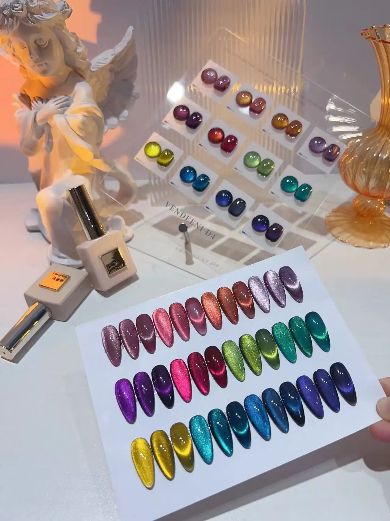 VENDEENI Multicolor 12 colors moonlight cat eye nail gel set Nail Nalon 2025 New hot sale nail art Non-toxic uv gel Wholesale