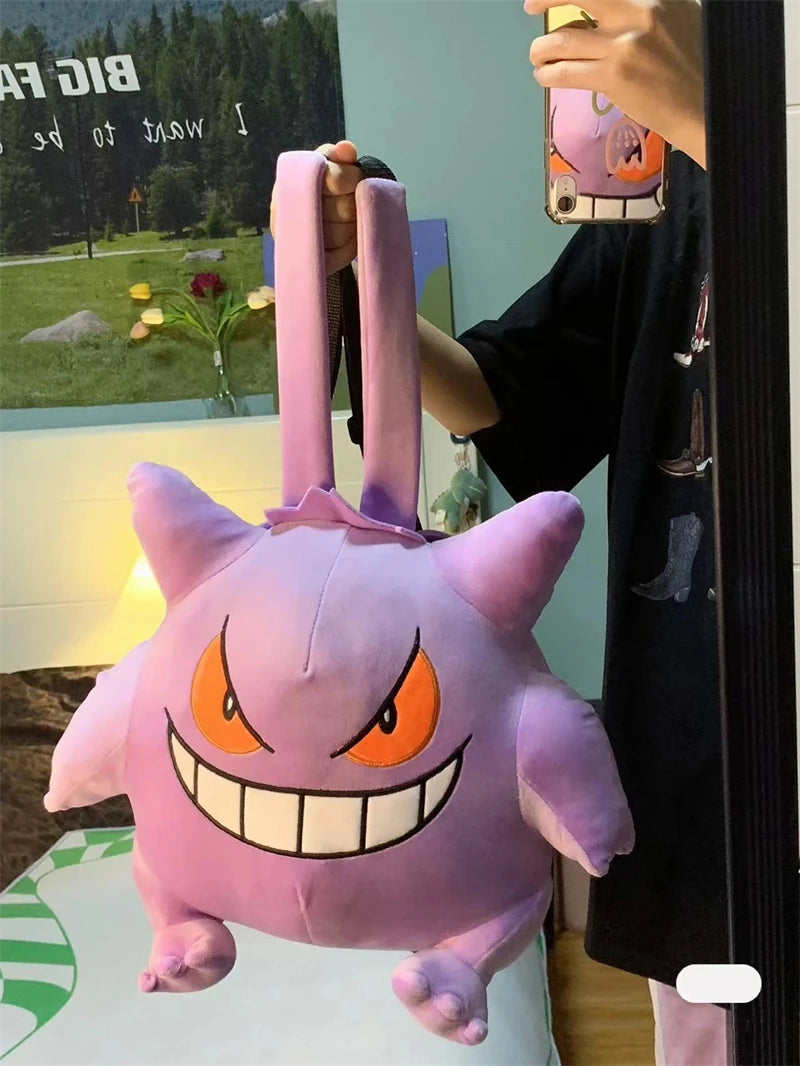 Cute Pokemon Backpack Kawaii Japanese Style Plush Bag Gengar Eevee Snorlax Backpack Schoolbag Cosplay Props Fashion Gifts
