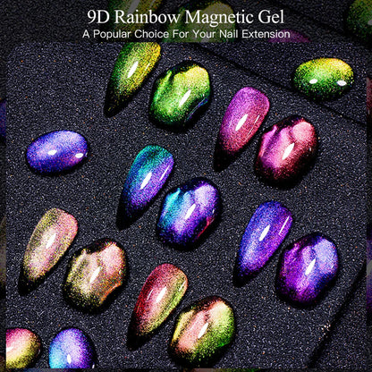 MEET ACROSS 11/9/10Pcs Cat Magnetic Gel Nail Polish 9D Magnetic Gel Semi Permanent Nail Art Soak Off UV Gel Varnish Nails Kit