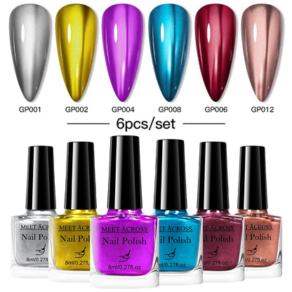 6pc Mirror Chrome Nail Polish Set