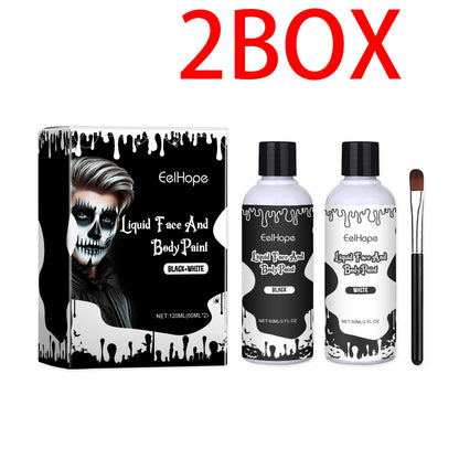 Eelhope Halloween Quick Dry Liquid Face Paint Body Paint Costume Party Waterproof Face Body Art Makeup with Brushes Washable